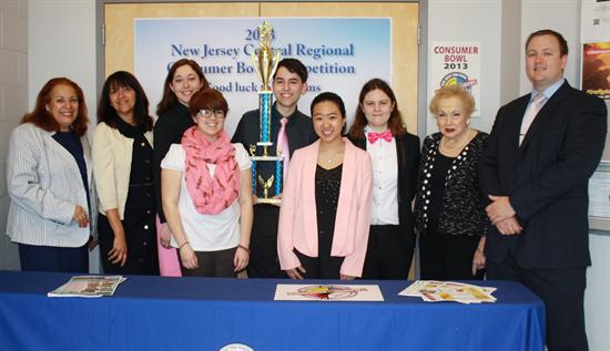 Freehold HS team members Samantha Fitzgerald, Samantha Sanchez, Joanne D'Avella, Bethany Mo and Michael Milo are pictured with Magaret Anastos, NJ Dept of Consumer Affairs, Annmarie Howley, MC Director of Consumer Affairs, Freeholder Lillian G. Burry and their advisor Dan Cooper. Freehold HS team members Samantha Fitzgerald, Samantha Sanchez, Joanne D'Avella, Bethany Mo and Michael Milo are pictured with Magaret Anastos, NJ Dept of Consumer Affairs, Annmarie Howley, MC Director of Consumer Affairs, Freeholder Lillian G. Burry and their advisor Dan Cooper.